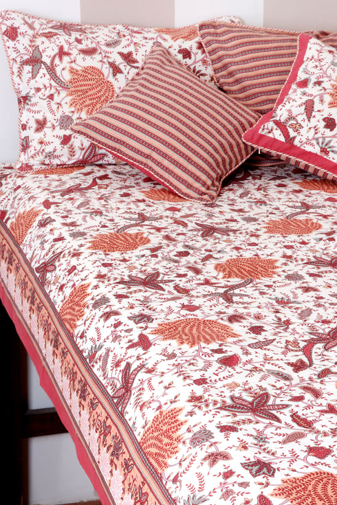 40s Cotton Pillow Cover in Floral Print